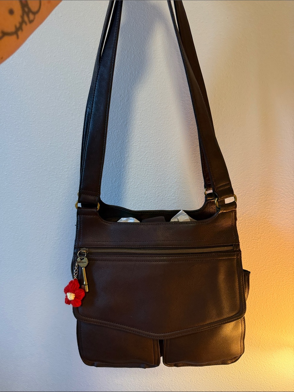Vintage Fossil Brown Leather Shoulder Bag